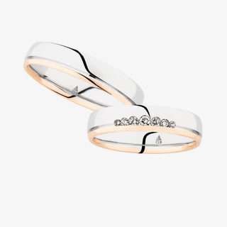 Christian Bauer Diamond & Plain 18K White & Rose Wedding Ring - Royal Coster Diamonds