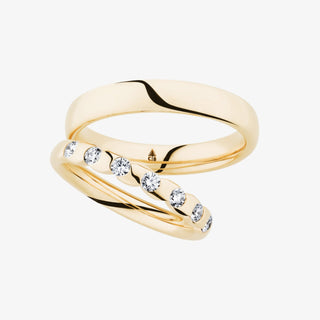 Christian Bauer Diamond & Plain 18K Yellow Gold Wedding Ring - Royal Coster Diamonds