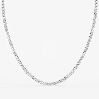 Four Prong Diamond Tennis Necklace 18K White Gold (Classic Necklace Style 2) - Royal Coster Diamonds