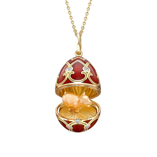 Heritage Yellow Gold Diamond & Red Guilloché Enamel Year Of The Pig Surprise Locket - Royal Coster Diamonds