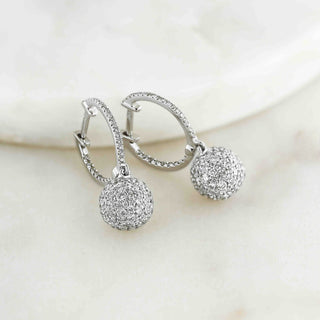 Pave Bubble Hoop Earrings 18K White Gold - Royal Coster Diamonds