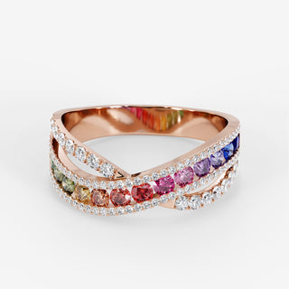 Rainbow Twist Pave Ring 18K Rose Gold - Royal Coster Diamonds