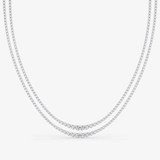 Tennis Double Necklace Brilliant Cut Diamond 18K Gold - Royal Coster Diamonds