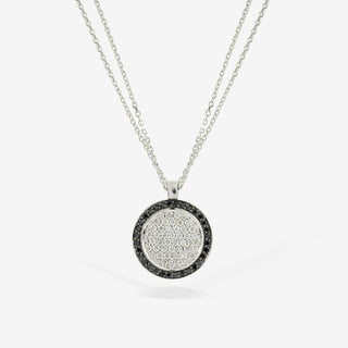 Pavé Circle Black&White Diamond Necklace 18K White Gold - Royal Coster Diamonds