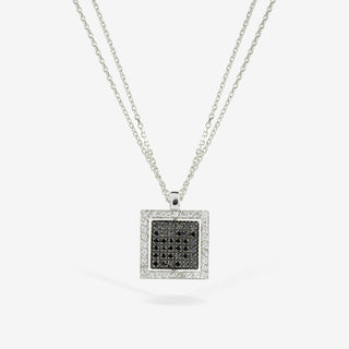 Pavé Square Black&White Diamond Necklace 18K White Gold - Royal Coster Diamonds