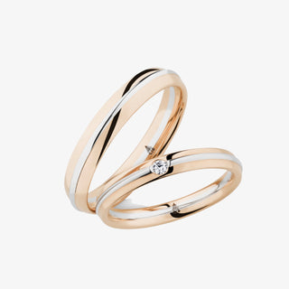 Christian Bauer Diamond & Plain 18K Rose Gold & Platinum Wedding Ring - Royal Coster Diamonds