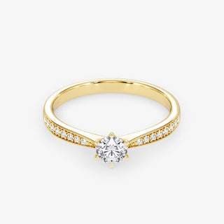 Embellished Solitaire 0.25 Carat Brilliant Cut Diamond 18K Gold Ring - Royal Coster Diamonds