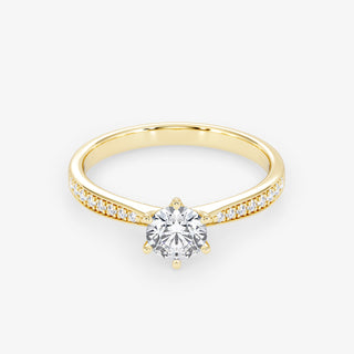 Embellished Solitaire 0.50 Carat Brilliant Cut Diamond 18K Gold Ring - Royal Coster Diamonds