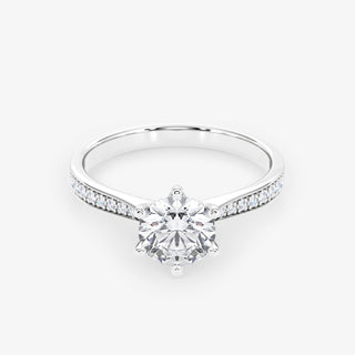 Embellished Solitaire 0.70 Carat Brilliant Cut Diamond 18K Gold Ring - Royal Coster Diamonds