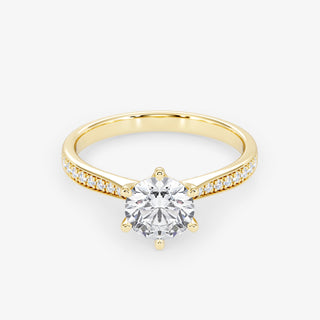 Embellished Solitaire 1.00 Carat Brilliant Cut Diamond 18K Gold Ring - Royal Coster Diamonds