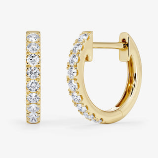 Hoop Huggie Earrings Brilliant Cut Diamond 18K Yellow Gold - Royal Coster Diamonds