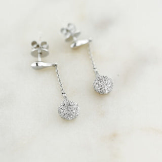 Leaf Drop Earrings 18K White Gold - Royal Coster Diamonds