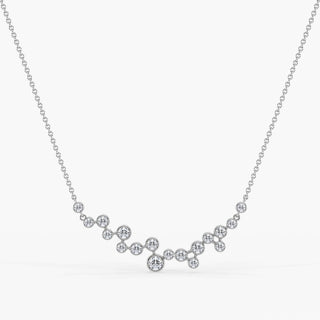 Luna Raindrop Cluster Horizontal Necklace 18K Gold - Royal Coster Diamonds