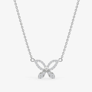 Pave Butterfly Necklace Brilliant Cut Diamond 18K Gold - Royal Coster Diamonds