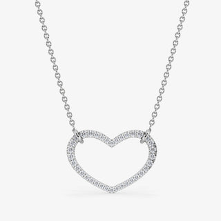 Pave Maxi Heart Necklace Brilliant Cut Diamond 18K White Gold - Royal Coster Diamonds