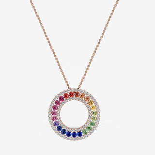 Rainbow Big Eternity Necklace 18K Rose Gold - Royal Coster Diamonds
