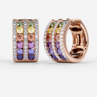 Rainbow Double Pave Earrings 18K Rose Gold - Royal Coster Diamonds