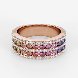 Rainbow Double Pave Ring 18K Rose Gold - Royal Coster Diamonds