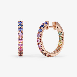 Rainbow Hoop Earrings 18K Rose Gold - Royal Coster Diamonds