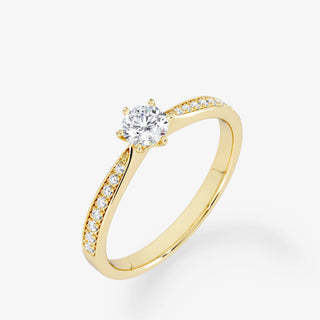 Royal Coster Diamonds 0.25 Carat Brilliant Cut Diamond 18K Gold Ring With Side Stones - Royal Coster Diamonds