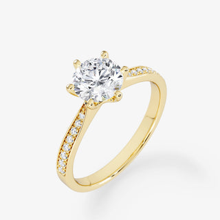 Royal Coster Diamonds 0.70 Carat Brilliant Cut Diamond 18K Gold Ring With Side Stones - Royal Coster Diamonds