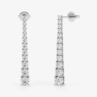 Tennis Graduated Drop Earrings Brilliant Cut Diamond 18K Gold - Royal Coster Diamonds