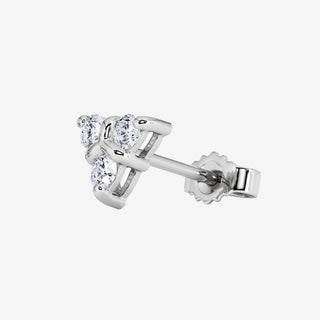 Trilogy Stud Single Earring Brilliant Cut Diamond 18K White Gold - Royal Coster Diamonds